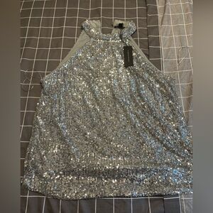 Cable & Gauge Silver Sequin Tank Top